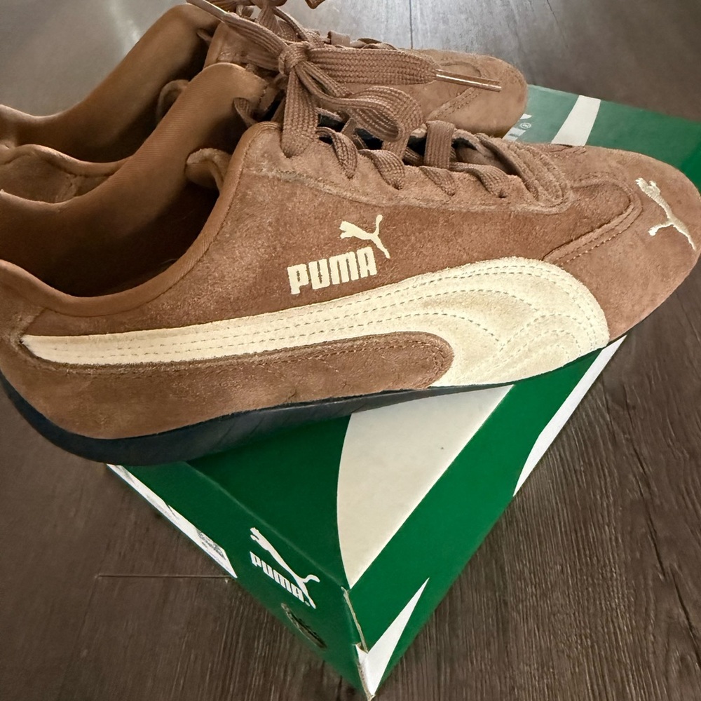 Puma Speedcat Brown & Cream Suede Low-Top Sneakers - Picture 6 of 8